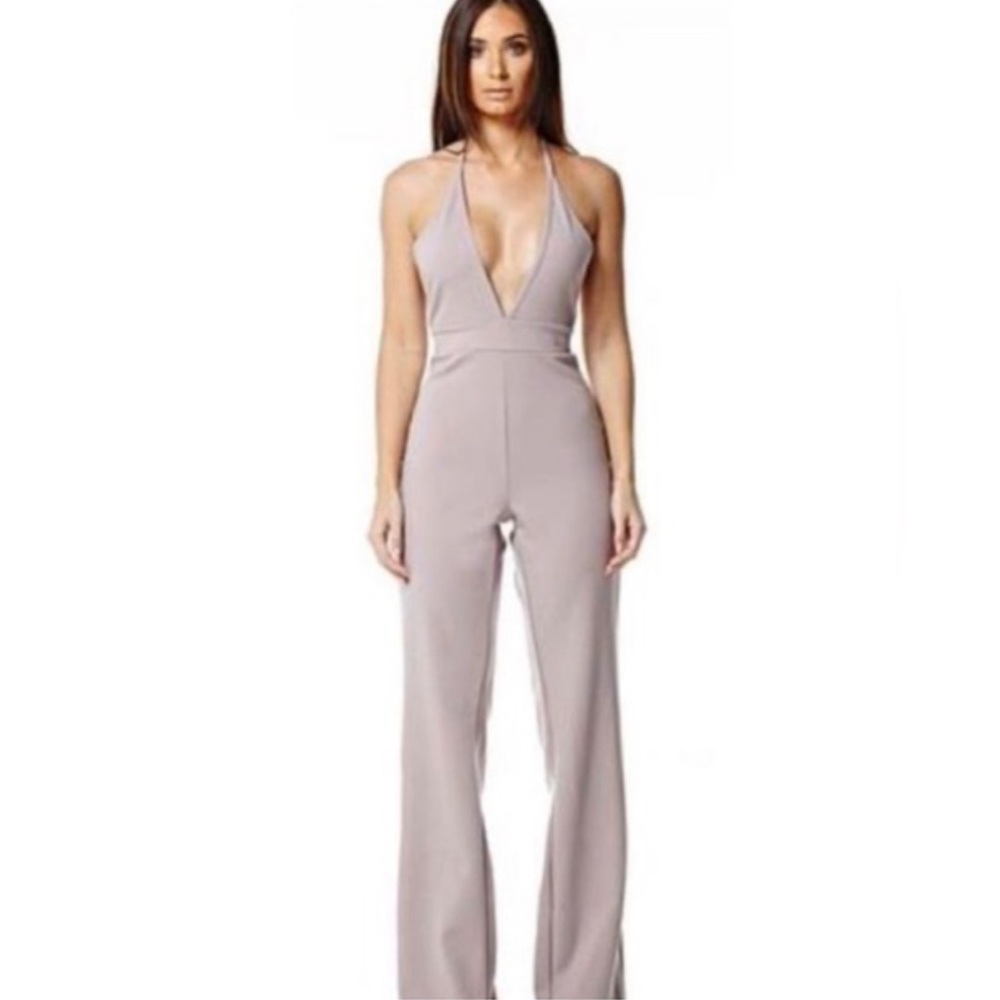 Slnghr Grey Halter Jumpsuit - size US 10